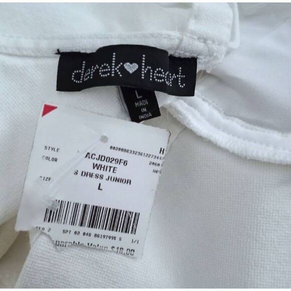 DEREK HEART WHITE DRESS SZ.L NWT. - Picture 5 of 6